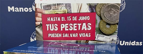 Manos Unidas recogiendo pesetas 