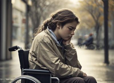 Una mujer con discapacidad en silla de ruedas